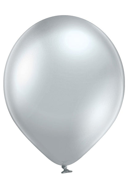 17" Ellie's Glazed (Chrome) Silver Latex Balloons (25 Count) - Ellie's Brand