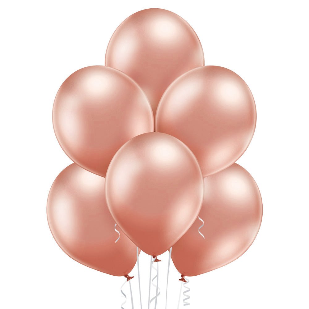 12" Ellie's Glazed (Chrome) Rose Gold Latex Balloons (300 Count) - Ellie's Brand