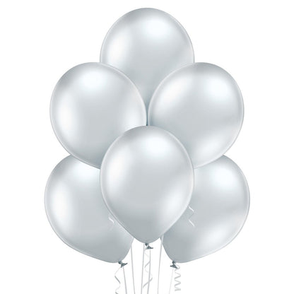 12" Ellie's Glazed (Chrome) Silver Latex Balloons (300 Count) - Ellie's Brand