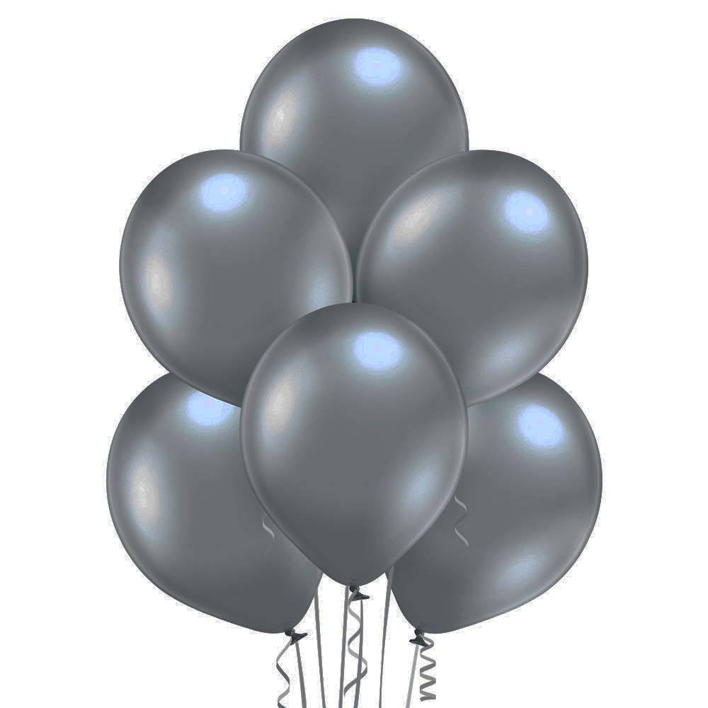 12" Ellie's Glazed (Chrome) Slate Gray Latex Balloons CLEARANCE (50 Count) - Ellie's Brand