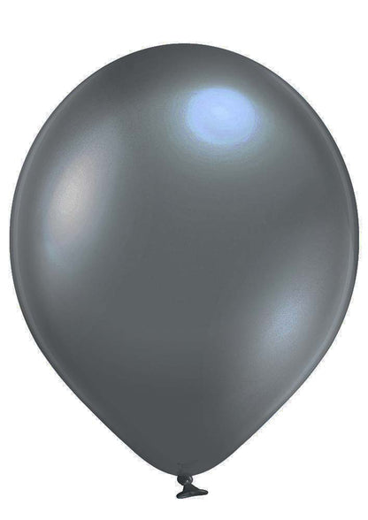 12" Ellie's Glazed (Chrome) Slate Gray Latex Balloons CLEARANCE (50 Count) - Ellie's Brand