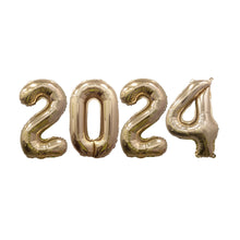Load image into Gallery viewer, 32&quot; Ellie&#39;s 2024 Gold Mylar Number Balloons (4 Count) - Ellie&#39;s Brand
