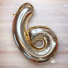 Load image into Gallery viewer, 32&quot; Ellie&#39;s Chrome Gold Mylar Number Balloons (1 Count) - Ellie&#39;s Brand
