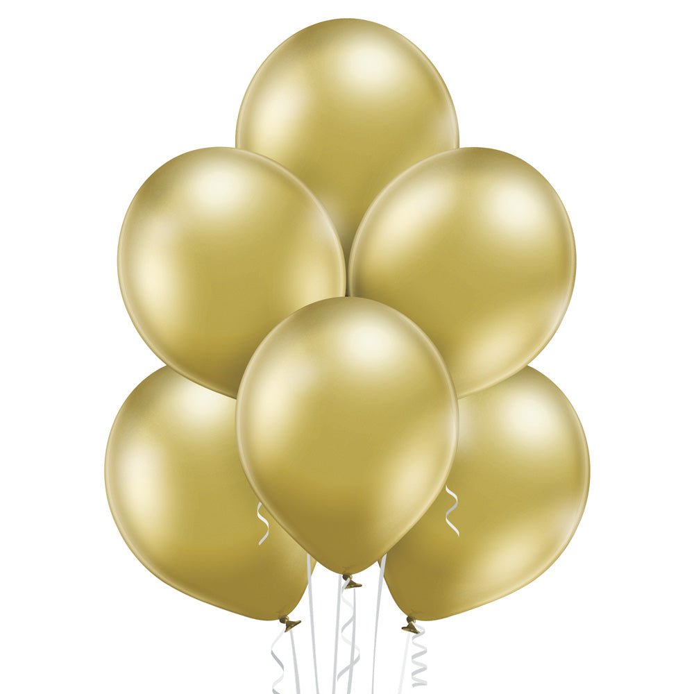 5" Ellie's Glazed (Chrome) Gold Latex Balloons (100 Count) - Ellie's Brand