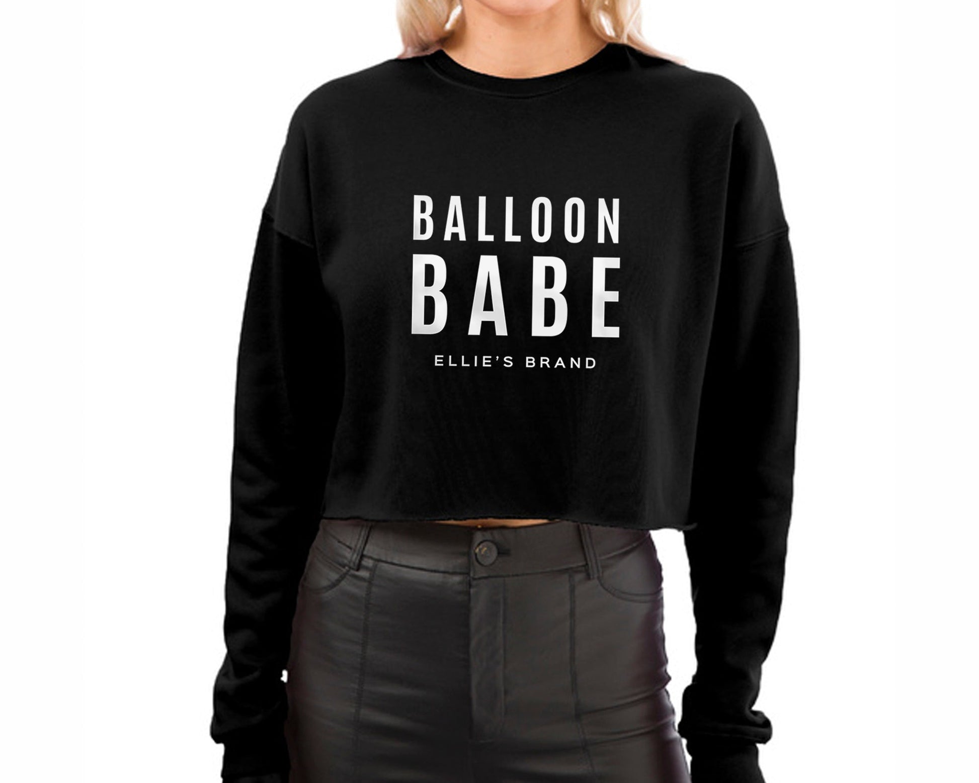 Black Balloon Babe Women's Cropped Sweatshirt - Ellie's Brand