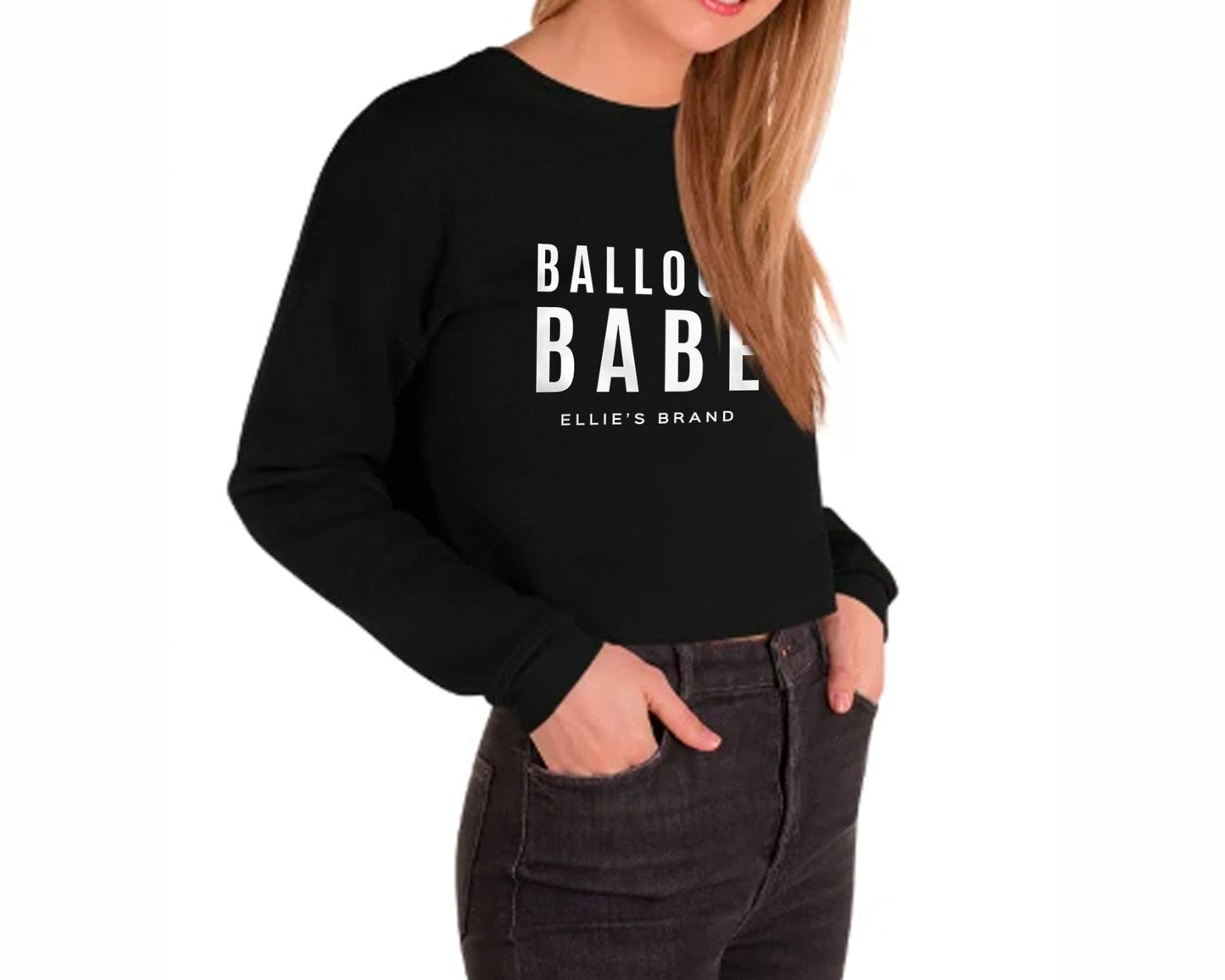 Black Balloon Babe Women's Cropped Sweatshirt - Ellie's Brand