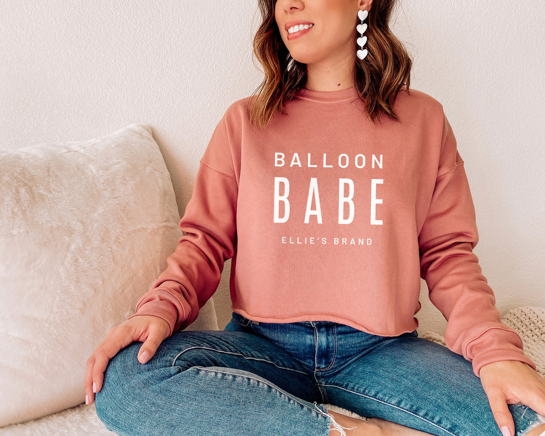 Mauve Balloon Babe Women's Cropped Sweatshirt - Ellie's Brand